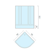  Душевая кабина 90х90х215 1/4 круга средний поддон тонированное стекло 4мм 8900 ODA 