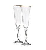  Набор бокалов для шампанского Crystal Bohemia "FREGATA OPTIC", декор "Отводка золото" 190 мл (2 шт) БСС0471 