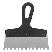 Шпатель зубчатый 200мм, зуб 8х8мм, пластмассовая ручка, нержавеющая сталь Шпатель зубчатый 200мм, зуб 8х8мм, пластмассовая ручка, нержавеющая сталь