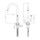  Смеситель для кухни Vessel R-излив вытяжной VSL519 