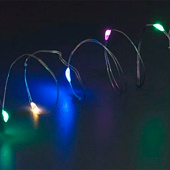 Гирлянда Моя Ёлочка светодиодная Роса l=2м 20LED, 1 режим, батарейки 2шт CR2032, мультиколор арт.2024-0423 Код272868