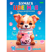 Бумага цветная А4 двухсторонняя 16л/8 цветов, ECO Пушистый озорник, 16Бц4_32514 Бумага цветная А4 двухсторонняя 16л/8 цветов, ECO Пушистый озорник, 16Бц4_32514