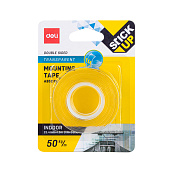 Скотч 2-х ст 25,4ммх1,5м монтажный прозрачный DELI Скотч 2-х ст 25,4ммх1,5м монтажный прозрачный DELI