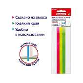  Закладки-ляссе НЕОН для книг А4 (длина 38 см) ПИФАГОР, клейкий край, 3 ленты, 111646 