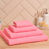  Полотенце 50х90 махровое Экономь и Я розовый, 100% хлопок, 350 гр/м2 9272992 