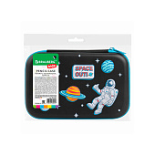 Пенал BRAUBERG KIDS большой удобный с откидной планкой, ЭВА, 22х15х4см, Открытый космос, 271556