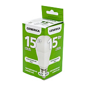 Лампа LED 15Вт Е27, груша, 4000К нейтр. бел. GENERICA