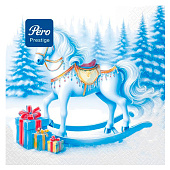 Салфетки Pero Prestig 3-х сл 33х33 НГ Лошадка 20шт Арт.4306 Салфетки Pero Prestig 3-х сл 33х33 НГ Лошадка 20шт Арт.4306