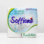  Туалетная бумага SOFFIONE Decoro Pure White 4шт 2-х слойная белая 