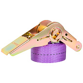  Стяжка крепления груза  1,0т  4,0м SKYWAY STAFF 25мм фиолетовый храповый механизм без крюков полиэстер 1шт 