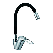  Смеситель для кухни на гайке с гибким чёрным гусаком чёрный/хром 2529 А45N CALORIE Люкс 