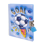  Блокнот подарочный Alingar, 45л., 13х18 см, клетка, гребень, Футбол, с замочком, AL11731 