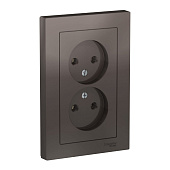  Розетка двойная встраиваемая без заземления, цвет мокко, SE AtlasDesign 