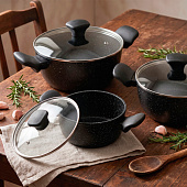 Кастрюля 5,6л. с крышкой 28см Linea GRANITO NERO 93-AL-GN-4-28