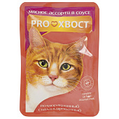  Влажный корм для кошек ПРОХВОСТ мясное ассорти соус 85г 