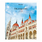  Тетрадь 96л. А5. Brauberg, скоба, линия, обложка картон, Traveling, 404439 
