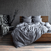  Комплект постельного белья Sateen De Luxe Евро сатин Мокрый асфальт 