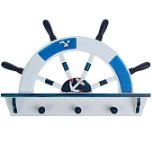 Вешалка настенная «Штурвал», крючки декоративные, 3 крючка, бело-синяя 1367025 Вешалка настенная «Штурвал», крючки декоративные, 3 крючка, бело-синяя 1367025