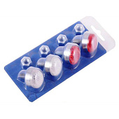 Болт под номер большой белый-красный хром, 4 шт в блистере Болт под номер большой белый-красный хром, 4 шт в блистере