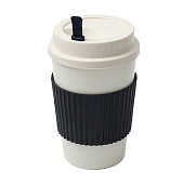  Стакан для кофе с крышкой WeatFiber, 350 мл, 8,8х14 см, белый/черный 10747646 