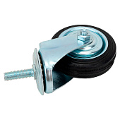 Колесо промышленное поворот. D75-40кг, оцинк сталь с резин шиной и роликоподшип., с резьб. М10 - накл. Колесо промышленное поворот. D75-40кг, оцинк сталь с резин шиной и роликоподшип., с резьб. М10 - накл.
