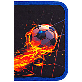  Пенал BRAUBERG, 1 отделение, 2 откидные планки, полиэстер, 21х14 см, Burning ball, 273529 