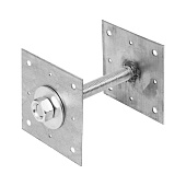 Анкер регулировочный по высоте 150х150х3,0 мм со шпилькой М24 Н=200 мм, цинк Анкер регулировочный по высоте 150х150х3,0 мм со шпилькой М24 Н=200 мм, цинк