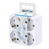 Разветвитель ФОТОН АМ 16-4Е, (четверник) 16А с з/к Разветвитель ФОТОН АМ 16-4Е, (четверник) 16А с з/к