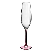 Набор бокалов для шампанского Crystal Bohemia Columba Optic Розовая ножка 260 мл (2 шт) БСС0497