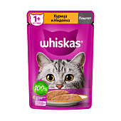 Влажный корм Whiskas для кошек паштет курица/индейка 75г