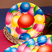 Набор бумажных тарелок 6 шт. "Шары" (180 мм) Набор бумажных тарелок 6 шт. "Шары" (180 мм)