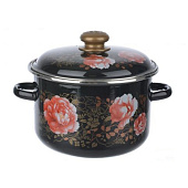 Кастрюля СтальЭмаль Пионы 2,0 л черный 3MD161P Кастрюля СтальЭмаль Пионы 2,0 л черный 3MD161P