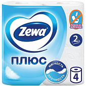 Туалетная бумага Зева + 2-сл Белая 4шт Туалетная бумага Зева + 2-сл Белая 4шт