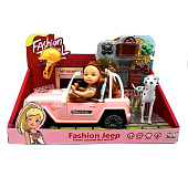 Набор для куклы Джип открытый + питомец + аксессуары, 24х16 см, коробка, K034 Набор для куклы Джип открытый + питомец + аксессуары, 24х16 см, коробка, K034