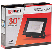  Прожектор LED СДО-7  30Вт 6500К IP65 черный /IN HOME 