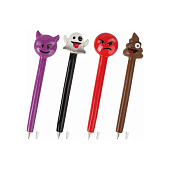  Ручка шариковая Brauberg фигурная "Смайлики микс-2", синяя, 4 дизайна, 0,5 мм, дисплей, 142772 