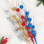 Декор «Блеск», ветка с шариками завиток, d=3 см, h=66 см, МИКС 4295924 Декор «Блеск», ветка с шариками завиток, d=3 см, h=66 см, МИКС 4295924