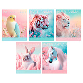 Тетрадь А5 96л скрепка клетка пласт.обл. Pastel Animals серия (30) /96Т5В1пл/
