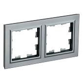 Рамка для розеток и выключателей, 2 поста, цвет сталь, IEK BRITE Рамка для розеток и выключателей, 2 поста, цвет сталь, IEK BRITE