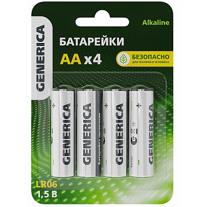 Батарейка АА Alkaline LR06, 4шт GENERICA Батарейка АА Alkaline LR06, 4шт GENERICA