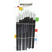 Набор кистей 12шт.Mazari, нейлон, плоские, с европодвесом, M-5149