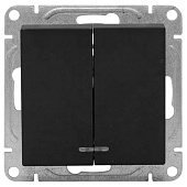 Выключатель встраиваемый 2 клавиши, цвет черный, EKF Эпика Выключатель встраиваемый 2 клавиши, цвет черный, EKF Эпика