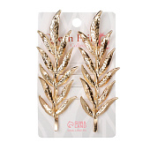  Невидимка для волос "Одри" (набор 2 шт) веточка, 7,5 см, золото   10454818 