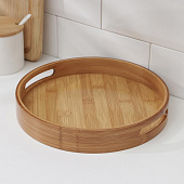Поднос с ручками Striata, d=25 см, бамбук 7061087 Поднос с ручками Striata, d=25 см, бамбук 7061087