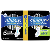 Гигиенические прокладки Always Ультра найт дуо 12шт Экстразащита Гигиенические прокладки Always Ультра найт дуо 12шт Экстразащита