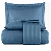 Комплект постельного белья Mariya DeLuxe, евро, сатин-страйп, наволочки 50х70 см, синий Комплект постельного белья Mariya DeLuxe, евро, сатин-страйп, наволочки 50х70 см, синий