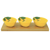 Менажницы на подставке, 3пр,фарфор, желтый, Лимон, Fleurs et Citrons EL-R3033/FCIT Менажницы на подставке, 3пр,фарфор, желтый, Лимон, Fleurs et Citrons EL-R3033/FCIT