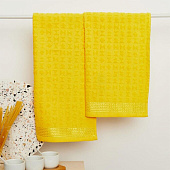  Комплект вафельных полотенец ТМ Fine Line Звезды, 30х60 (2 шт.) желтый 