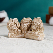  Фигура Три совы на жердочке, коричневая, 10х6х5 см, 9903216 