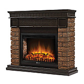 Портал Firelight Bricks Wood 30" камень коричневый, шпон темный дуб 120х96х34